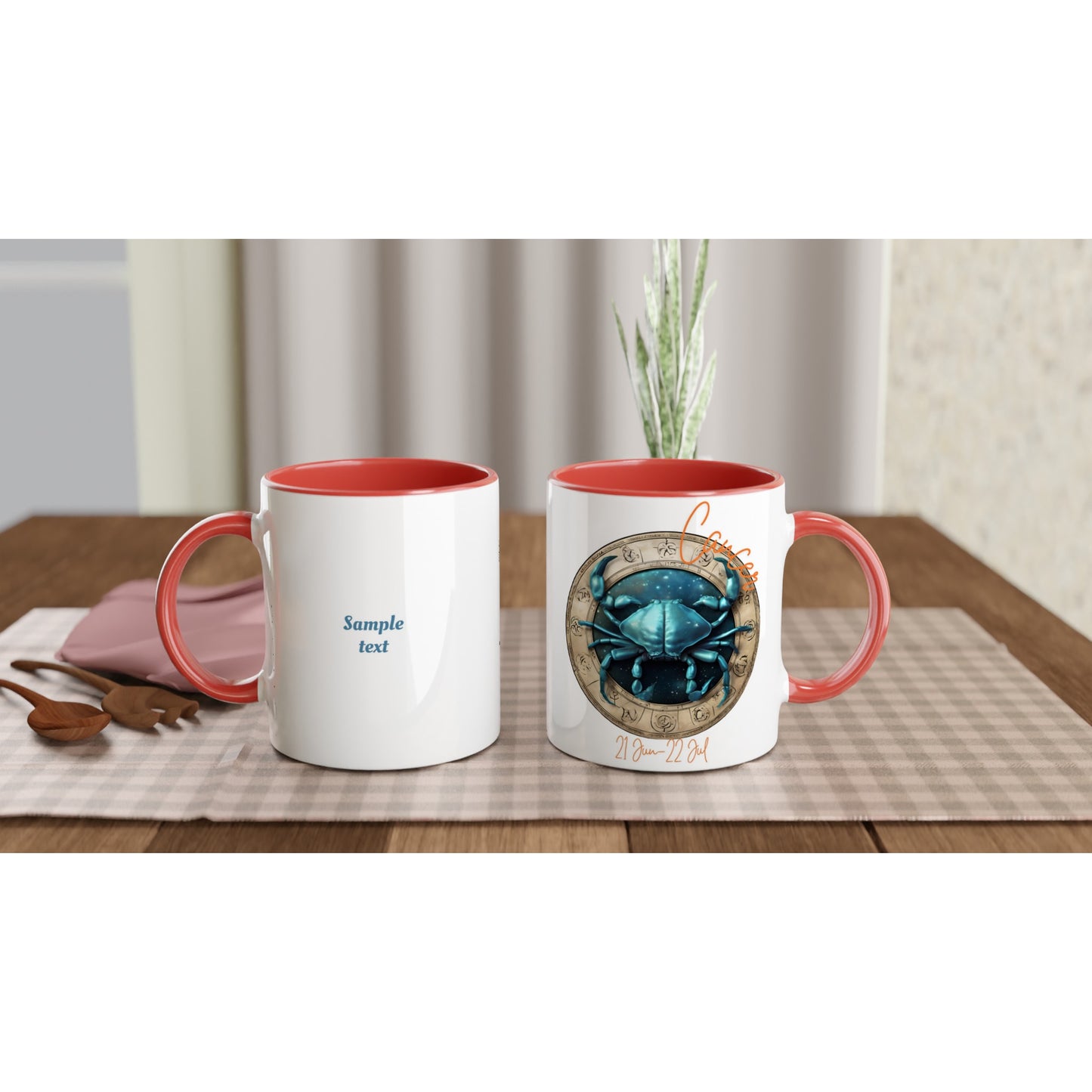 11oz ceramic mug with color inside Cancer crab personalized