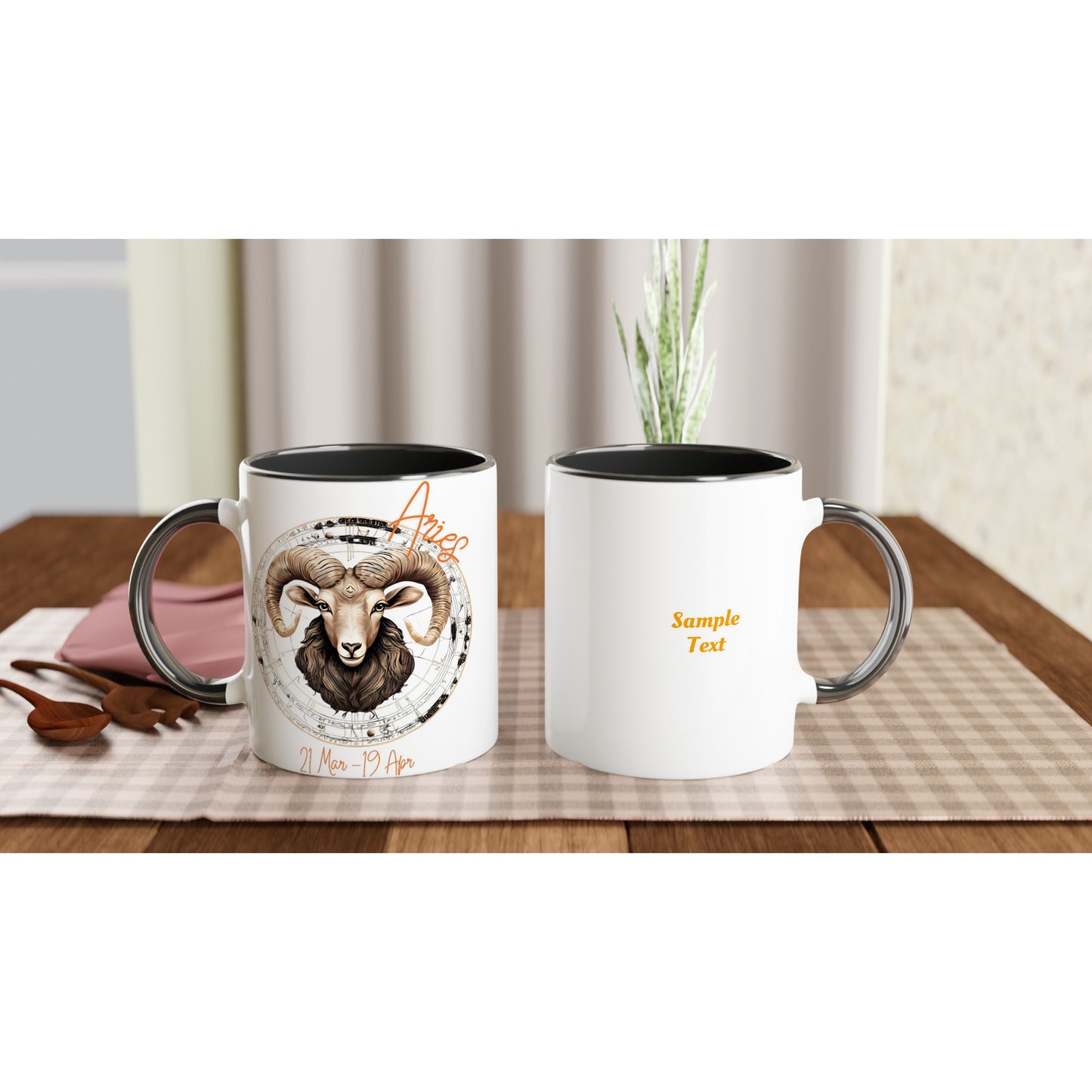 11oz ceramic mug with color inside fiery Aries personalized
