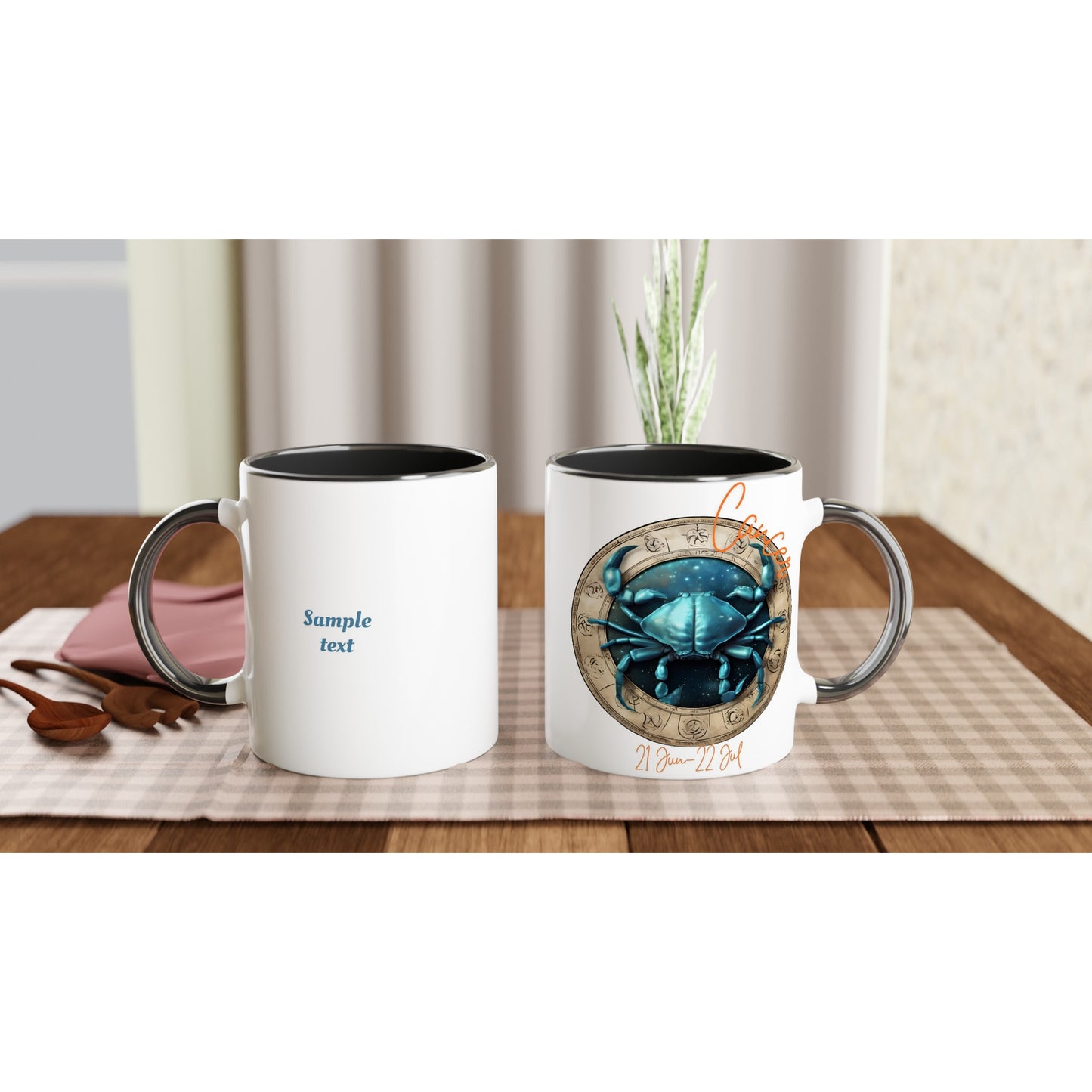11oz ceramic mug with color inside Cancer crab personalized
