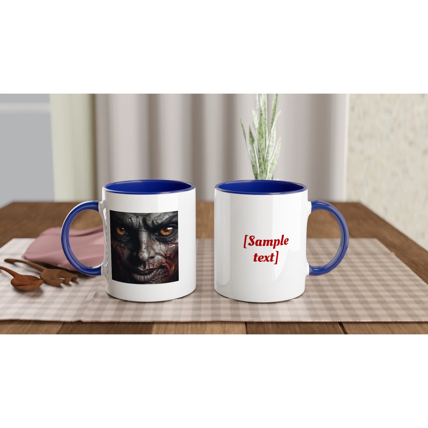 11oz ceramic mug with color inside angry blood face personalized