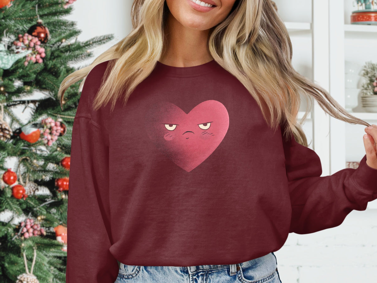 Sassy Heart Face Burgundy Long Sleeve Shirt product