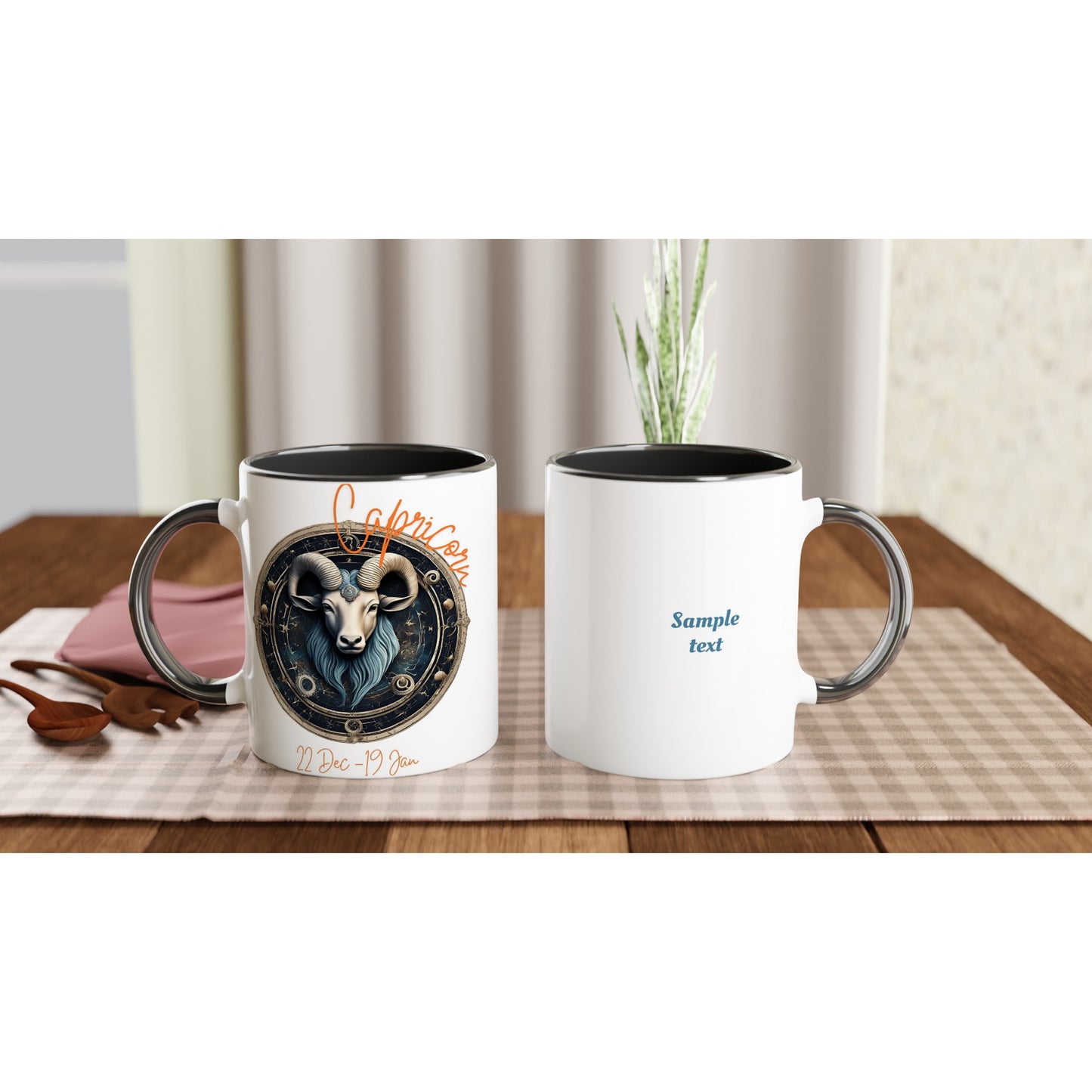 11oz ceramic mug with color inside Capricorn goat personalized