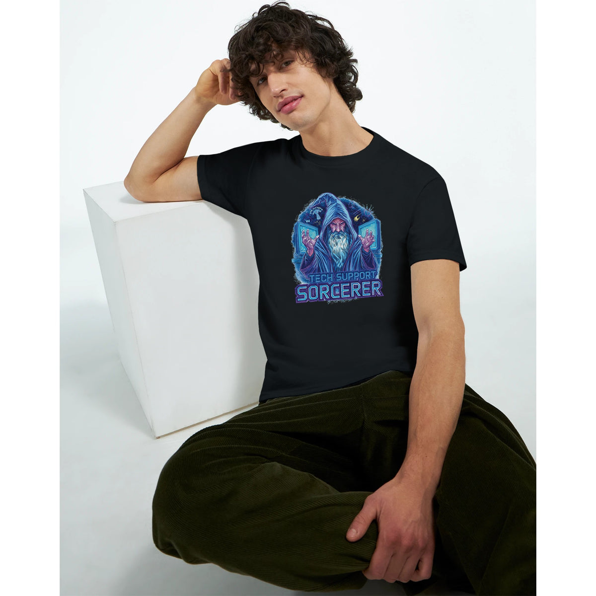 Tech Support Sorcerer graphic design on a Heavyweight T-shirt