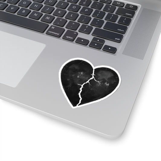Black Cracked Heart Sticker Decorative Laptop Sticker