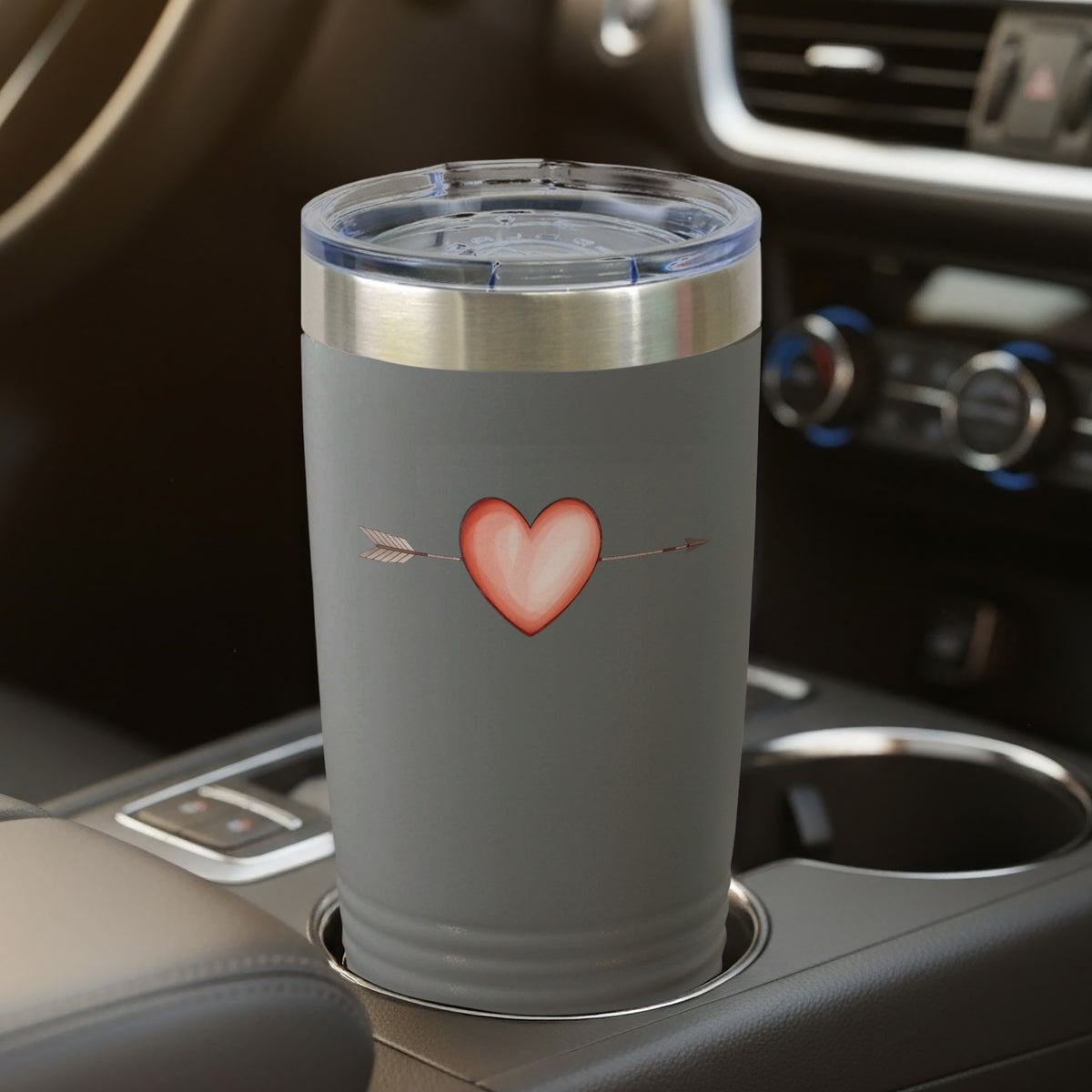 Heart and Arrow Design Travel Tumbler Cup