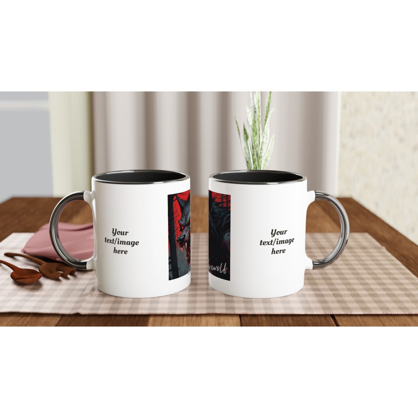 11oz ceramic mug with color inside werewolf snarl personalized