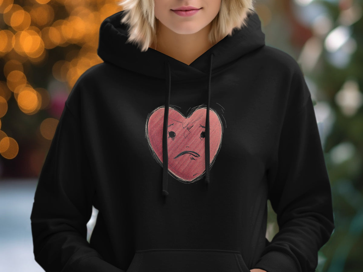 Sad Red Heart Graphic Design Hoodie Product