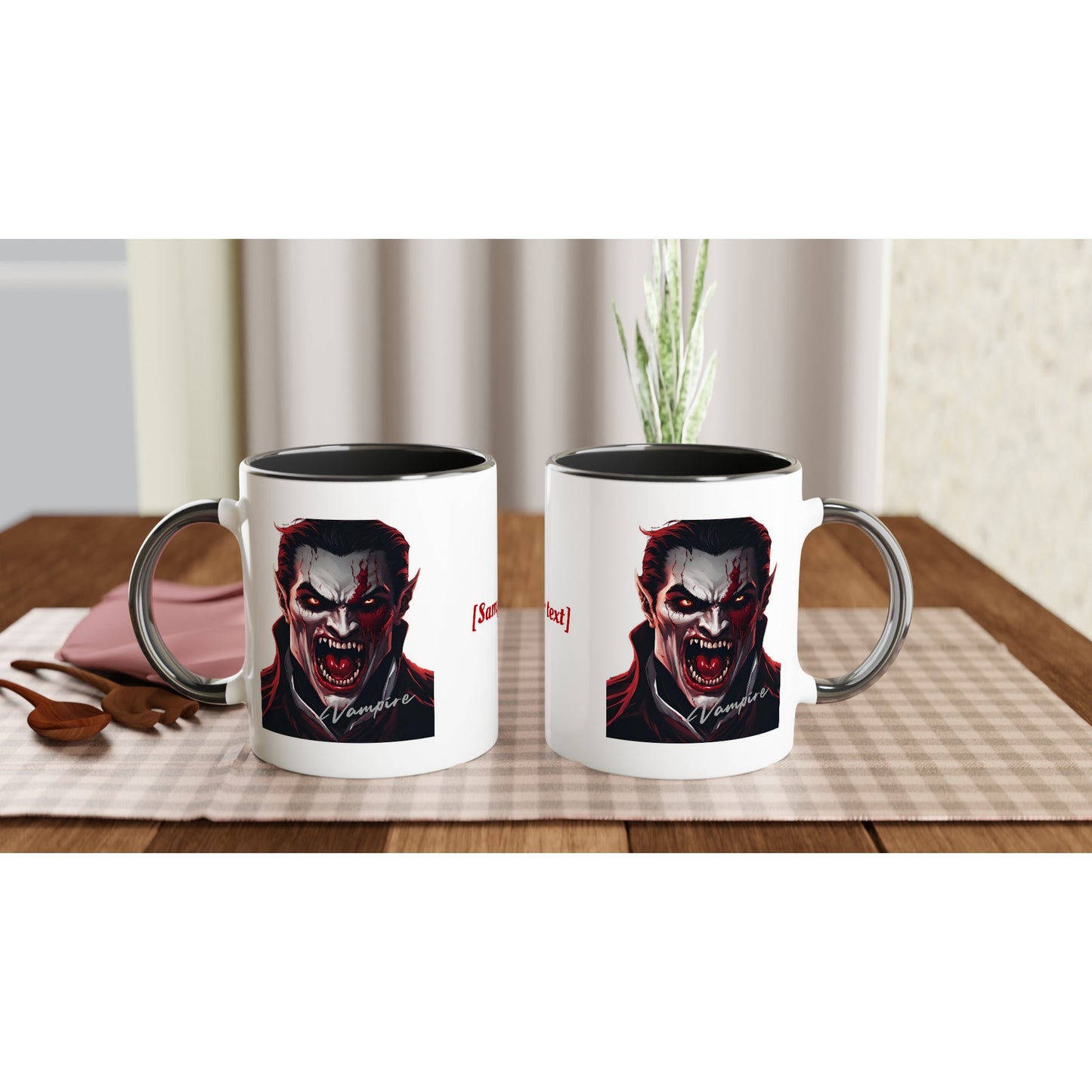 11oz ceramic mug with color inside vampire full face personalized