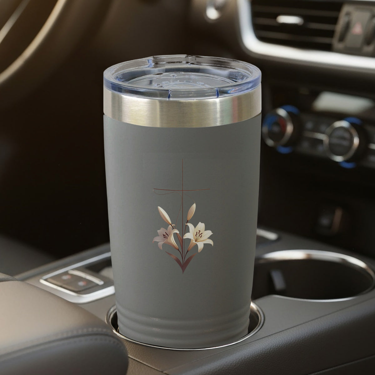 Religious Cross Lily Tumbler Inspirational Faith product type