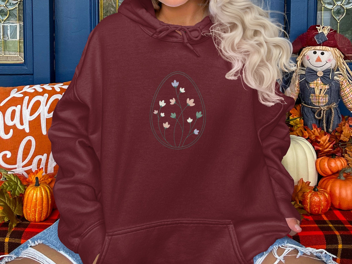 Autumn Hoodie with Floral Egg Design for Fall Wear