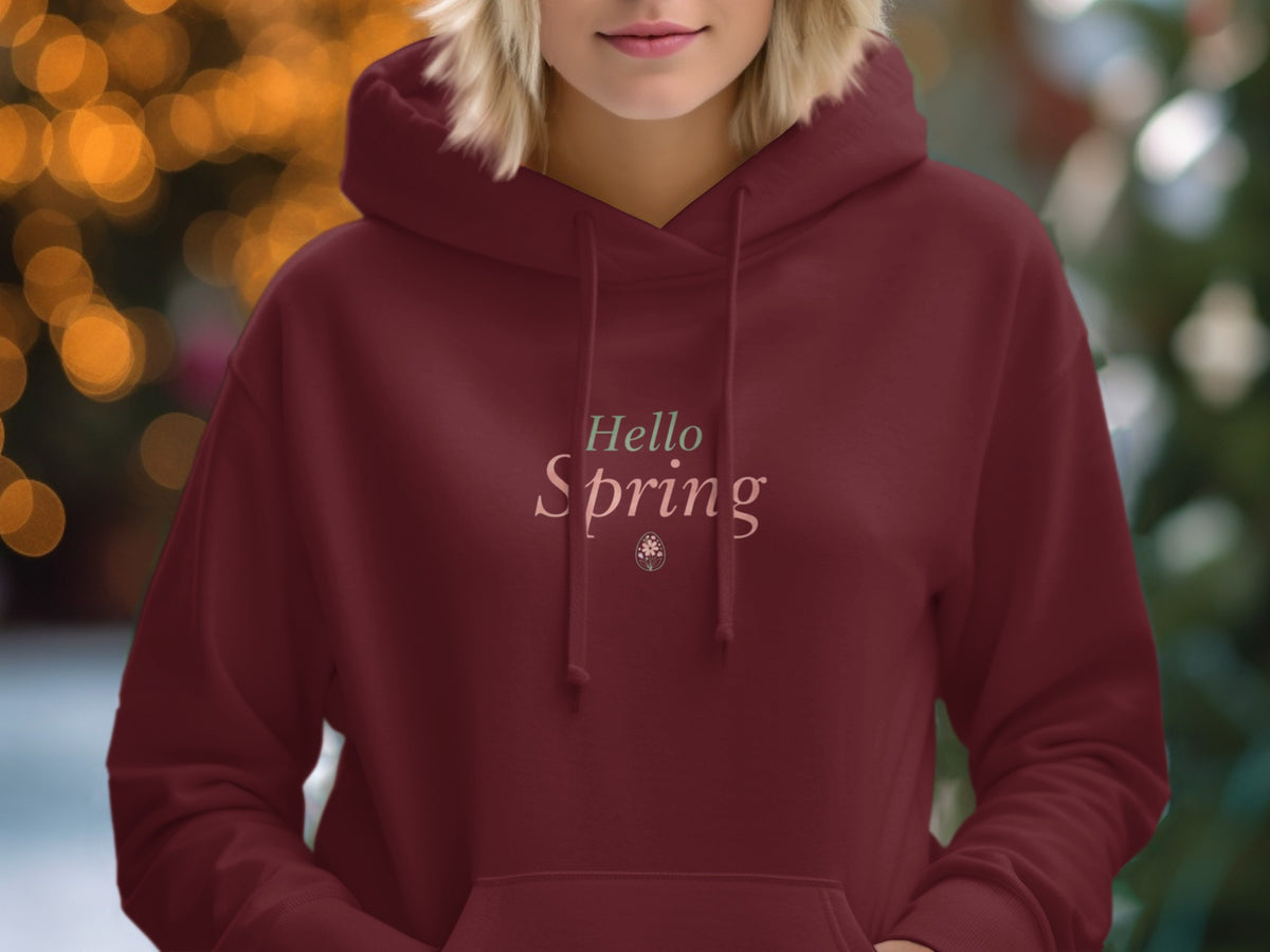 Hello Spring Burgundy Hoodie for Comfortable Wear