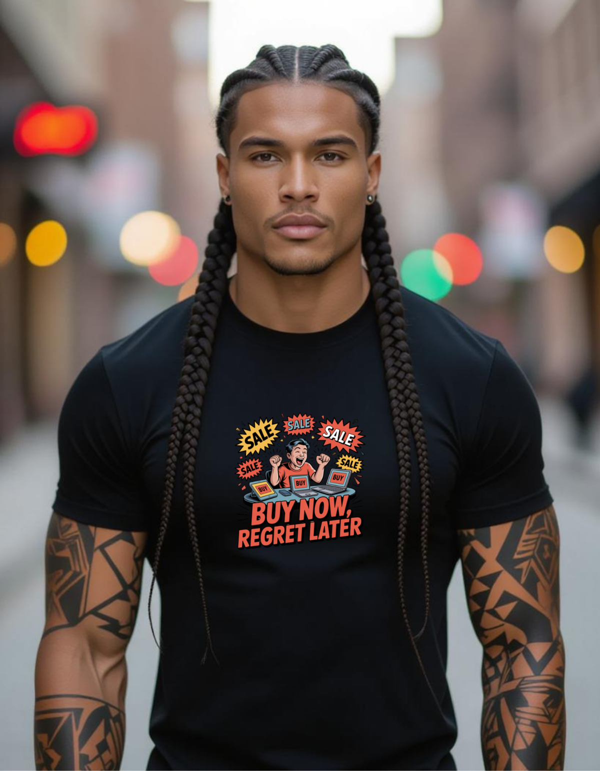 Buy Now Regret Later heavyweight t-shirt mockup