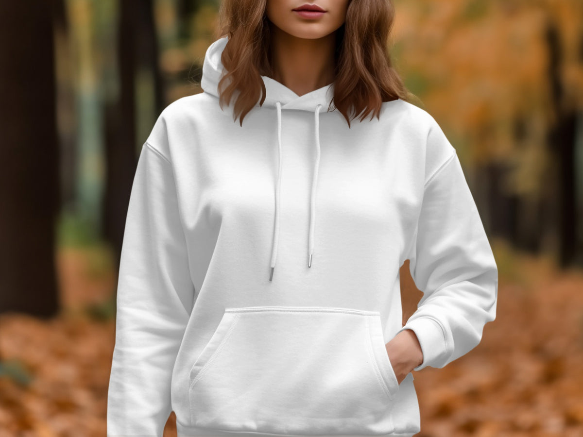 Classic White Hoodie for Autumn Outdoor Adventures