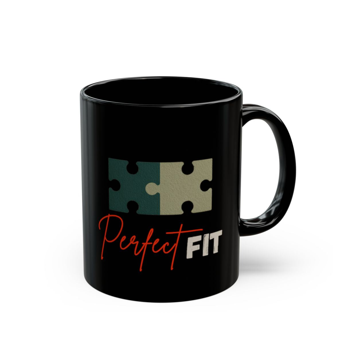 Puzzle Piece Design Perfect Fit Black Mug