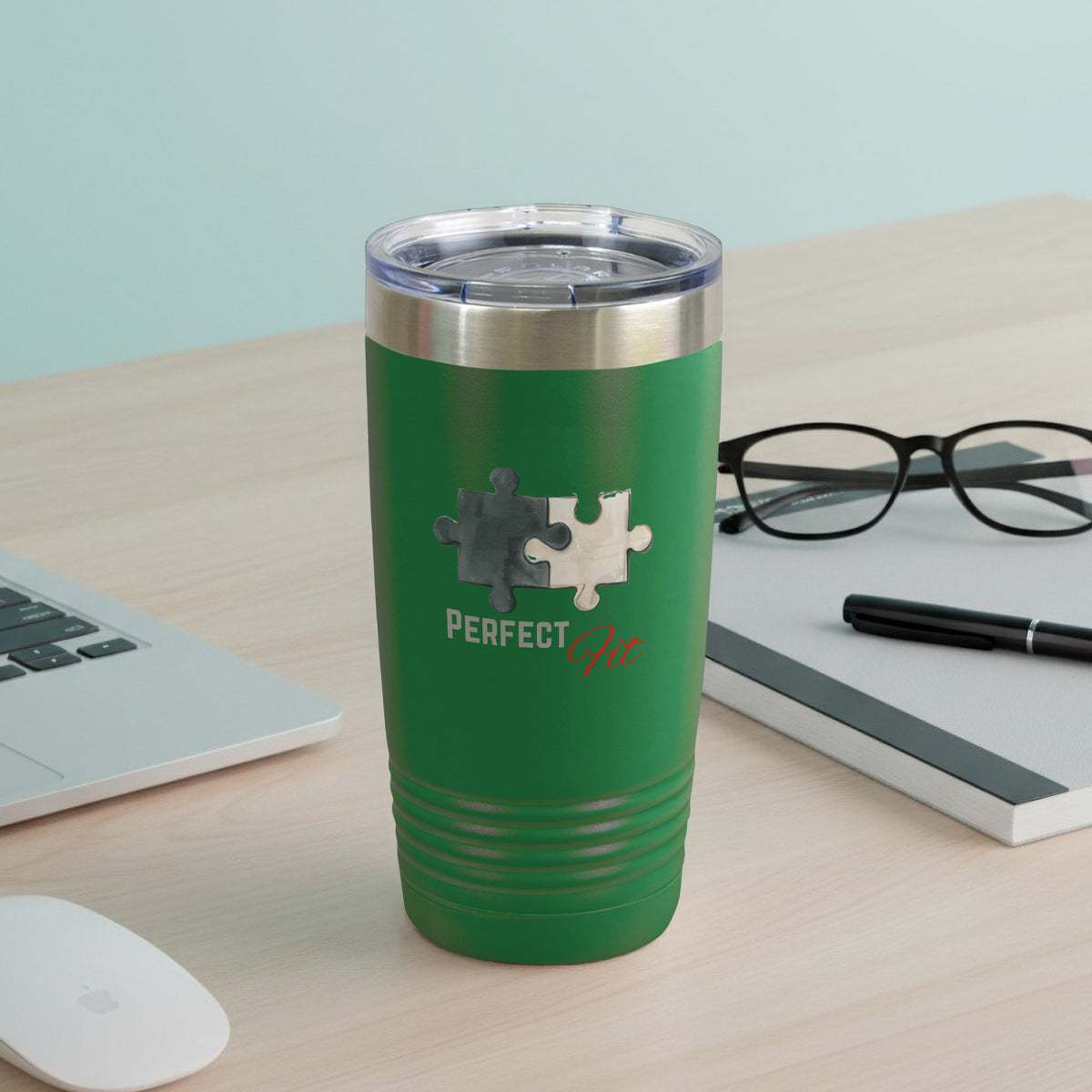 Perfect Fit Puzzle Design Green Tumbler for On-The-Go