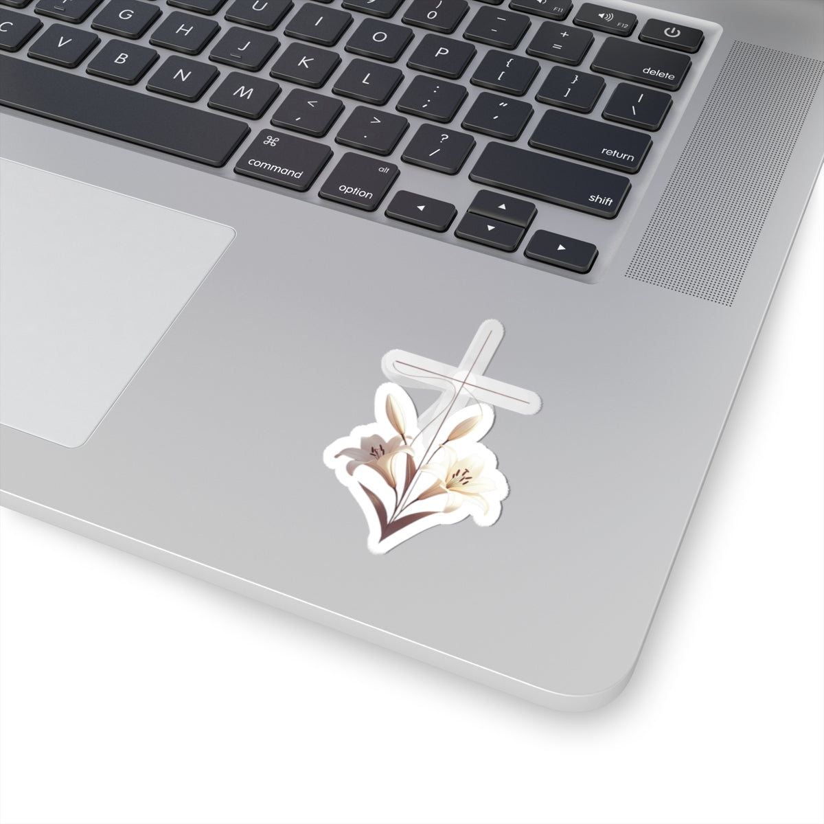 White Lilies Cross Religious Faith Christian sticker product type