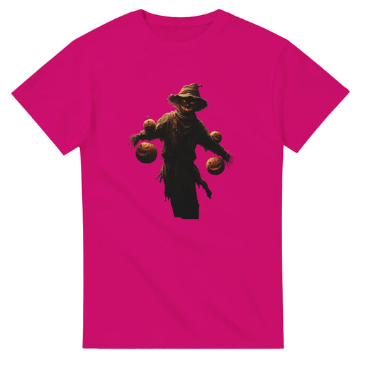Haunted Scarecrow with Jack-o'-Lanterns on a Heavyweight T-shirt