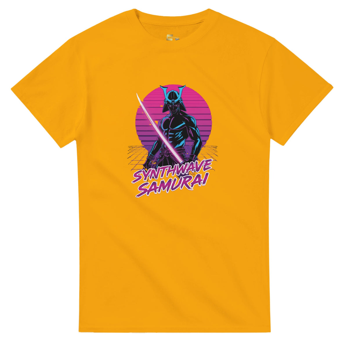 Synthwave Samurai graphic design on a Heavyweight T-shirt