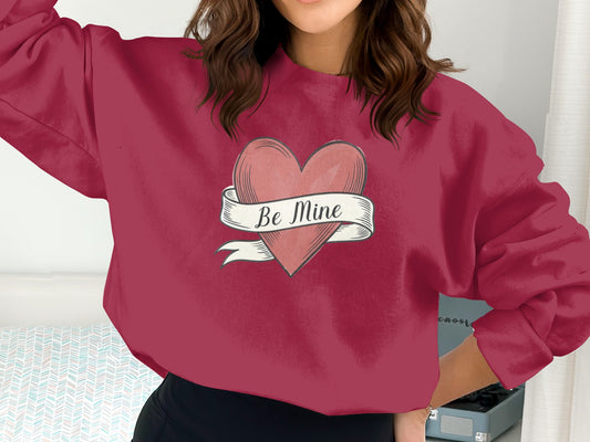 Be Mine Heart Print Long Sleeve Top for Valentine's Day
