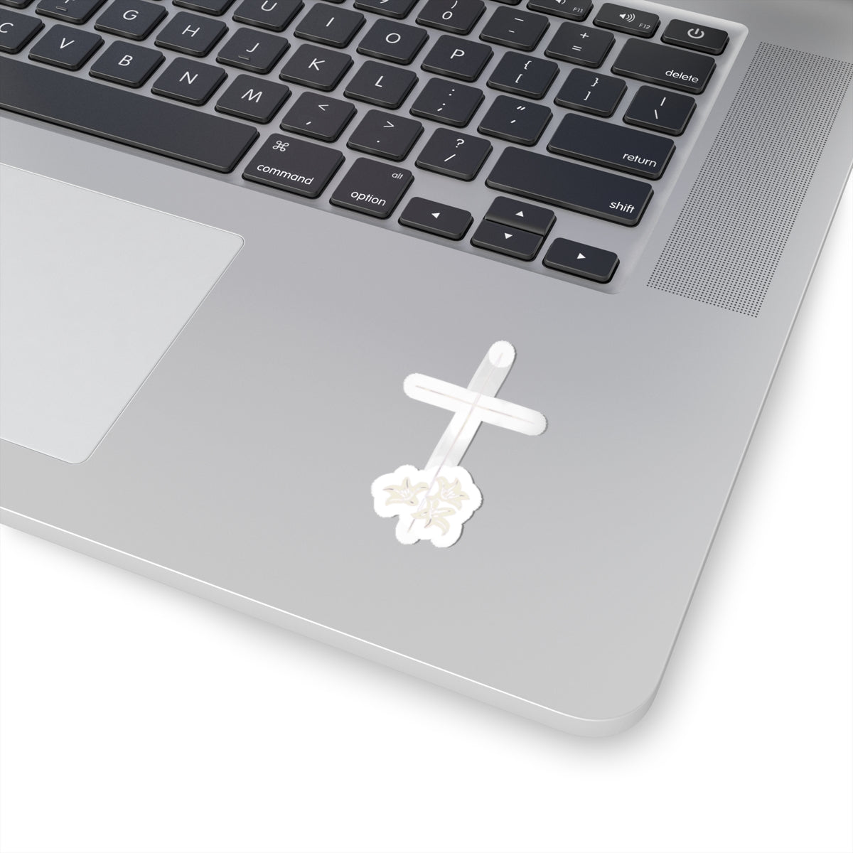 White Cross Lily Flowers Die Cut Sticker product type