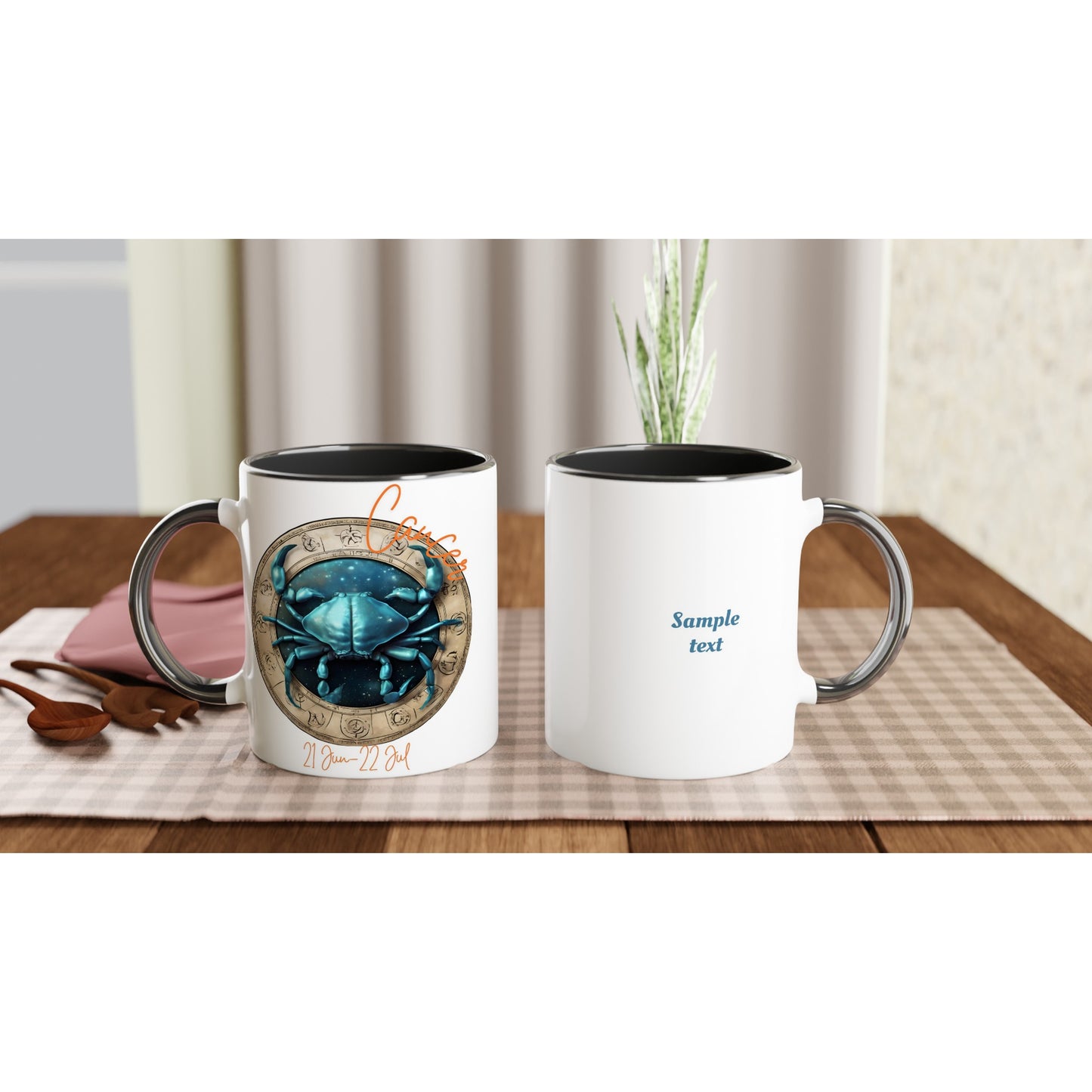 11oz ceramic mug with color inside Cancer crab personalized