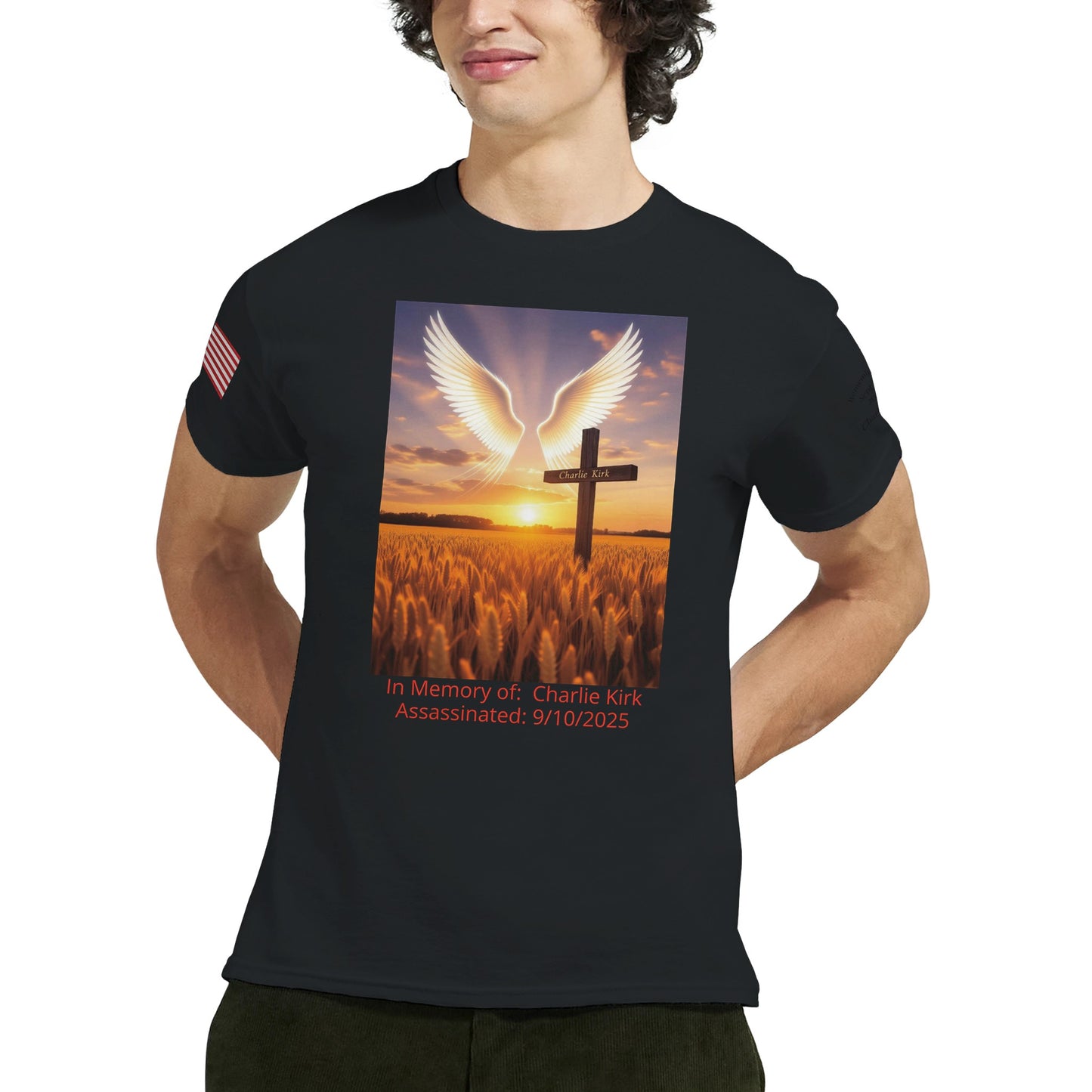 Charlie Kirk 'Lifted to Heaven' on a Heavyweight T-Shirt