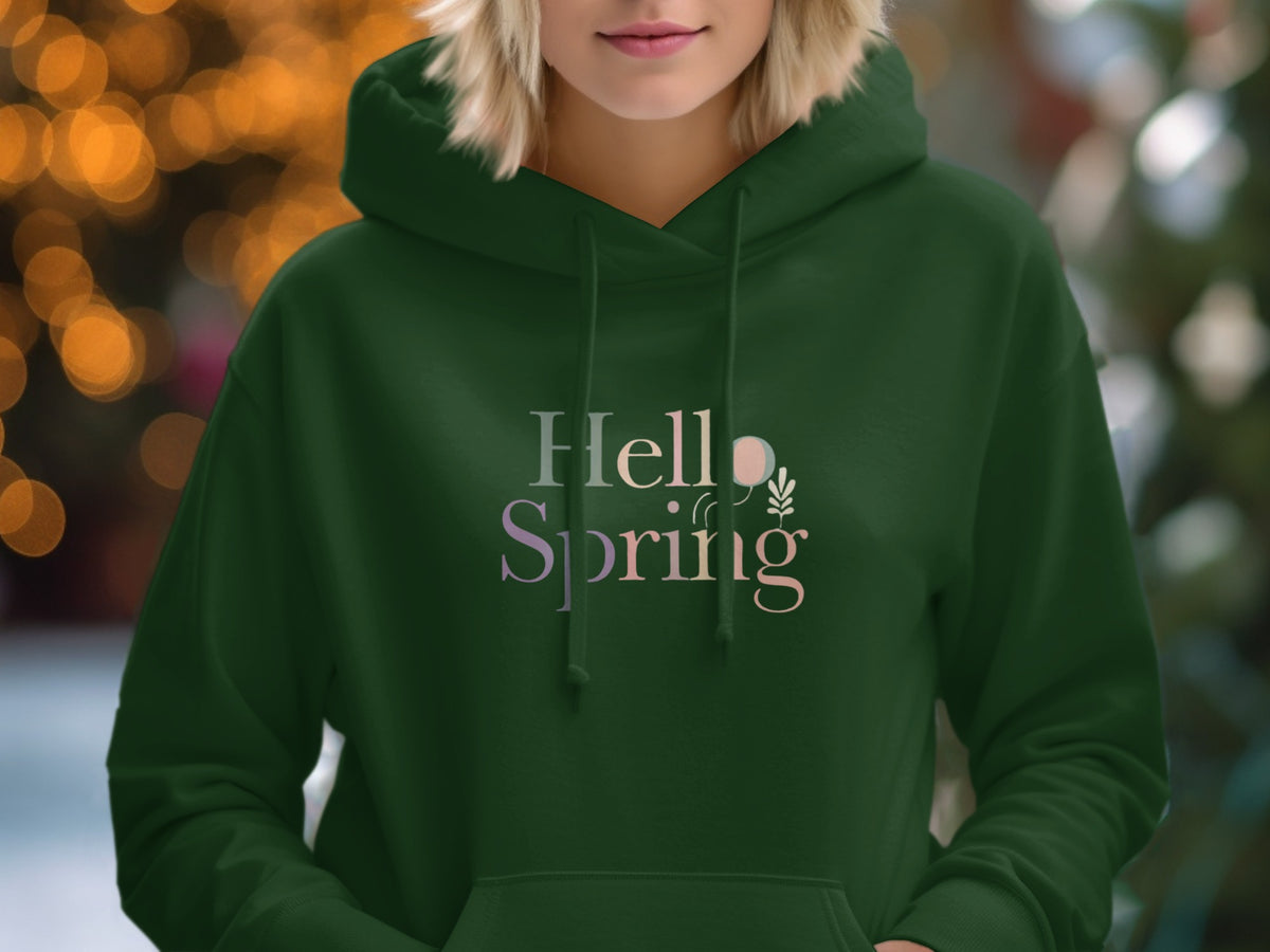 Hello Spring Green Hoodie Perfect for Seasonal Wear