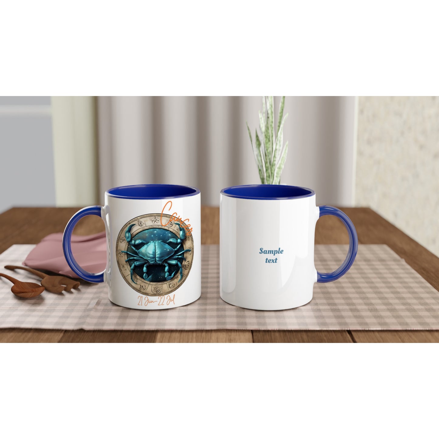 11oz ceramic mug with color inside Cancer crab personalized