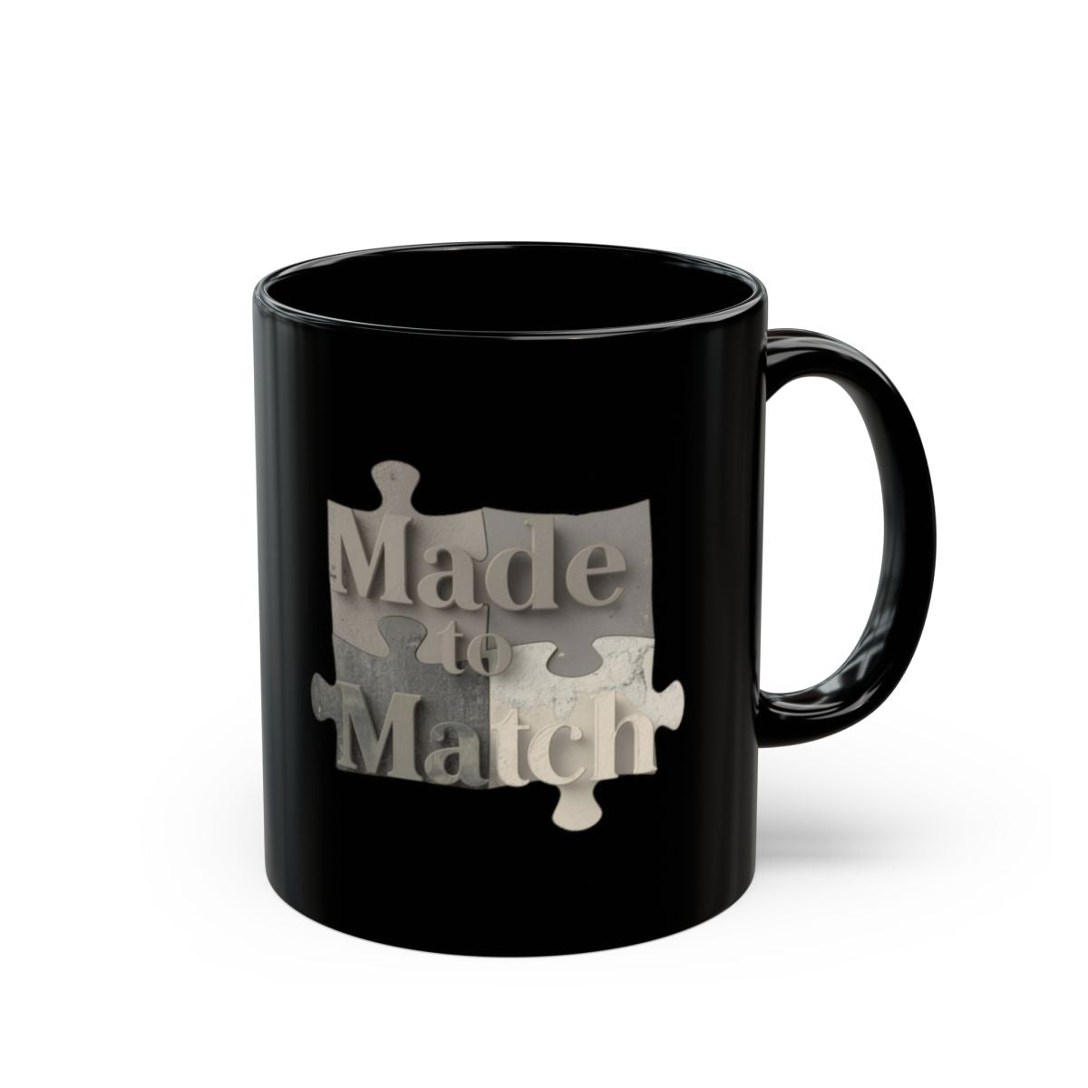 Made to Match Puzzle Design Black Mug