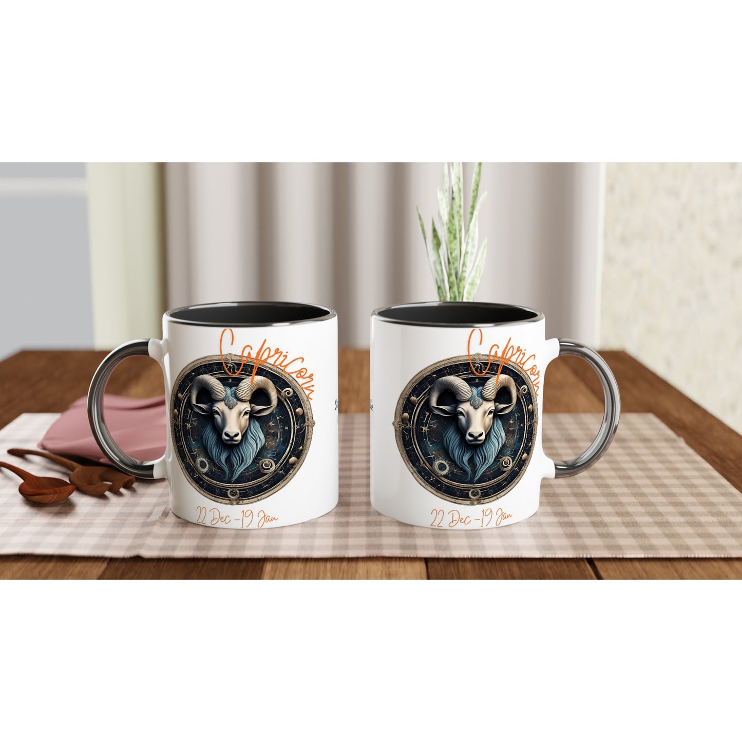 11oz ceramic mug with color inside Capricorn goat personalized