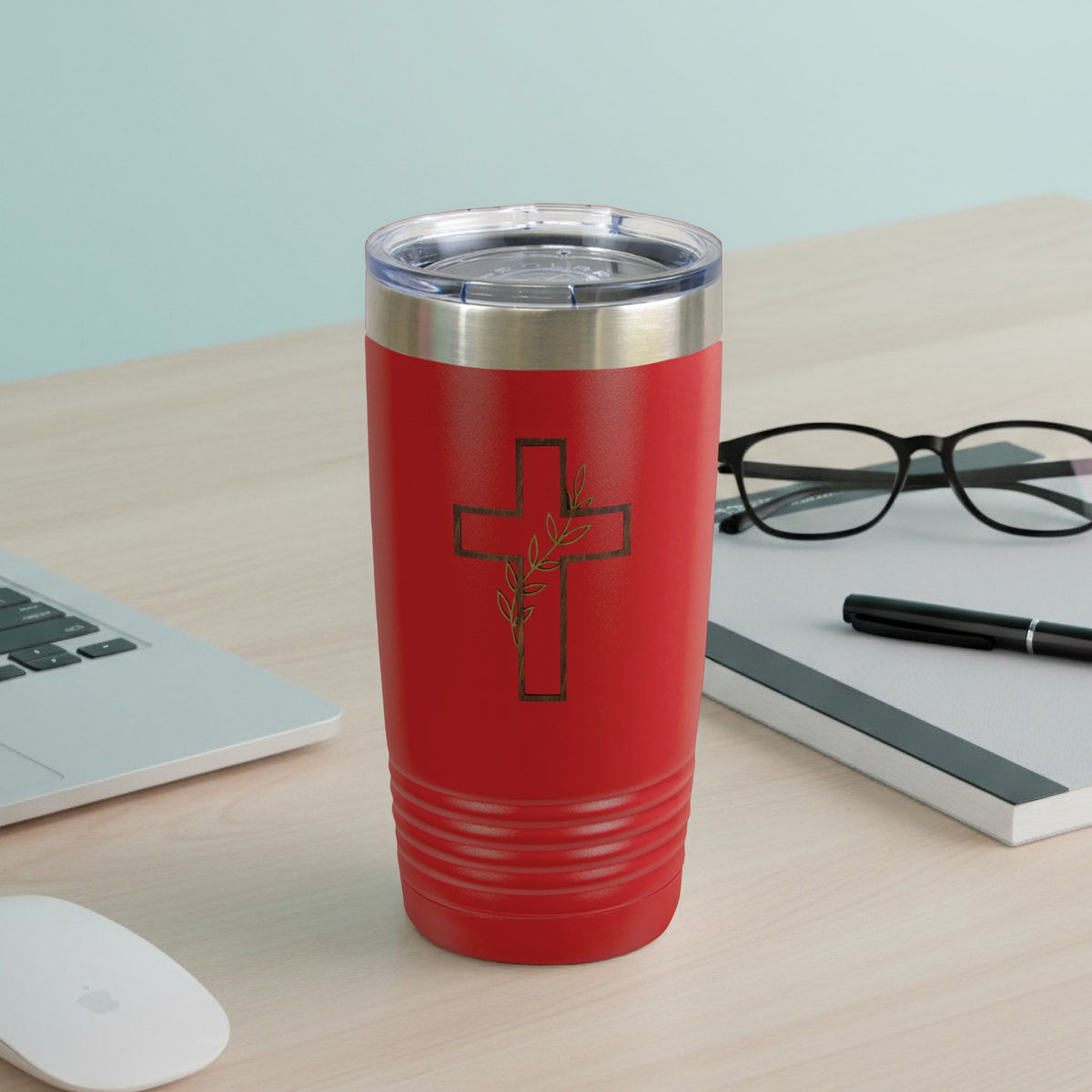 Red Tumbler Cross Olive Branch Graphic product type