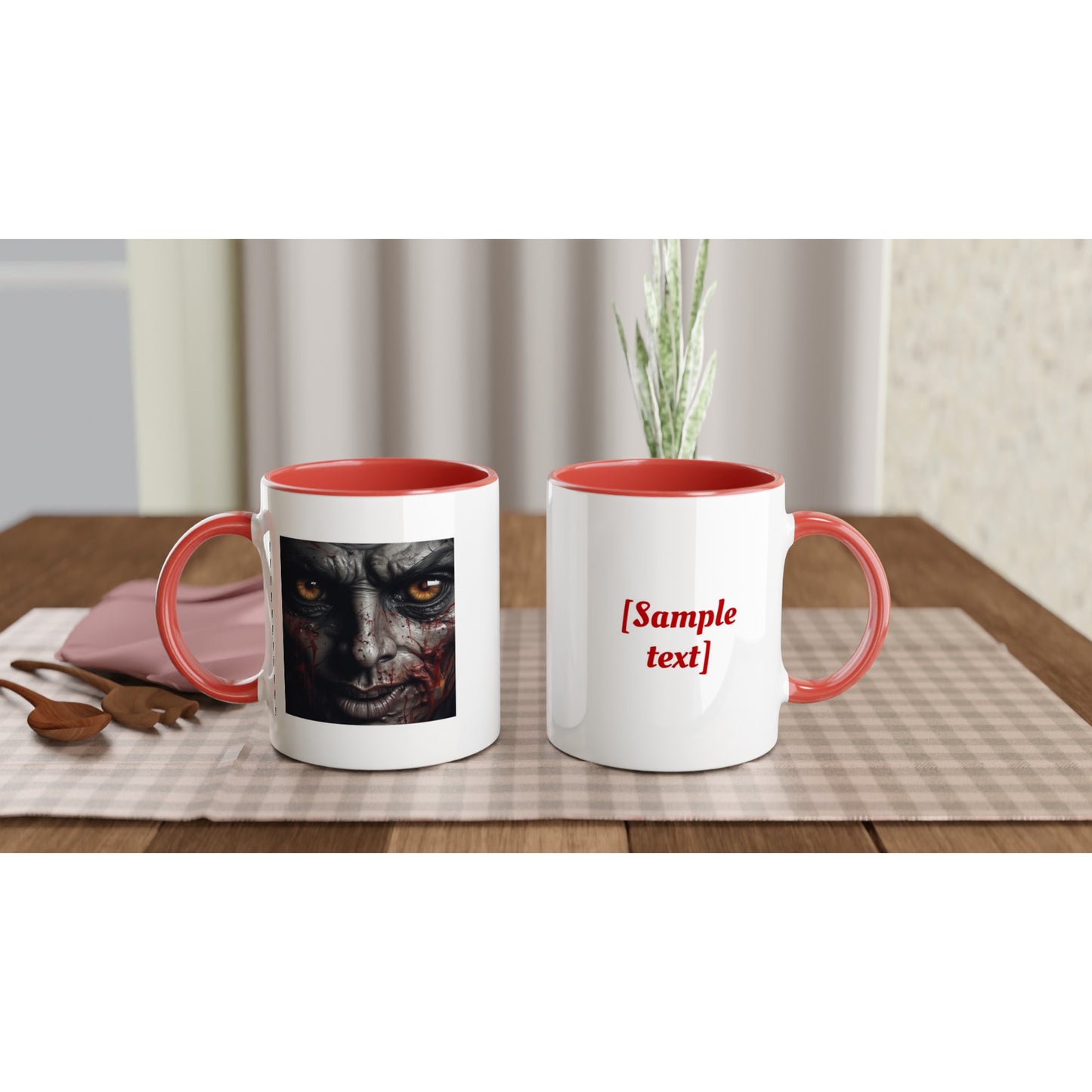 11oz ceramic mug with color inside angry blood face personalized