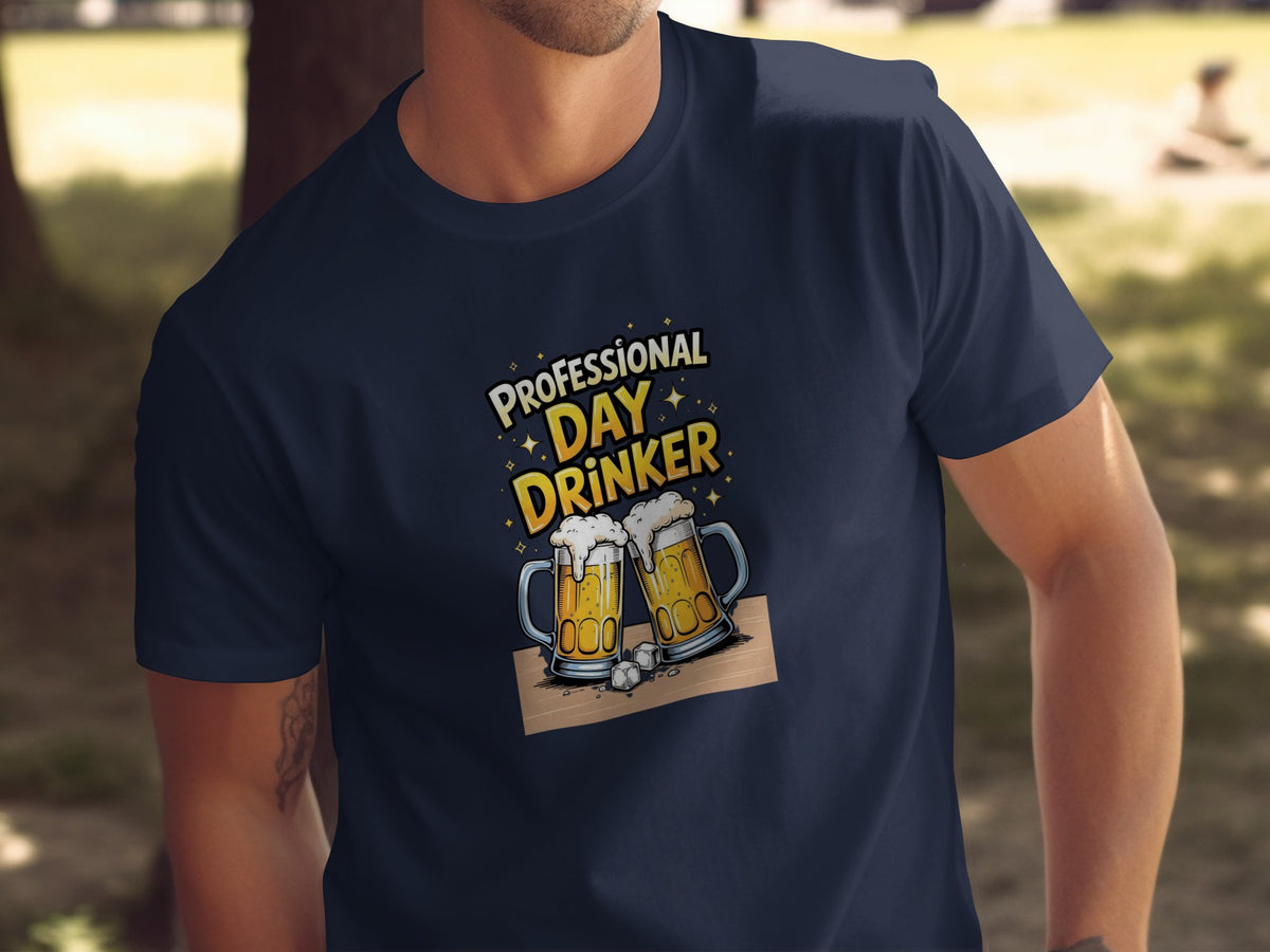 Professional Day Drinker with Beer Mugs T-Shirt