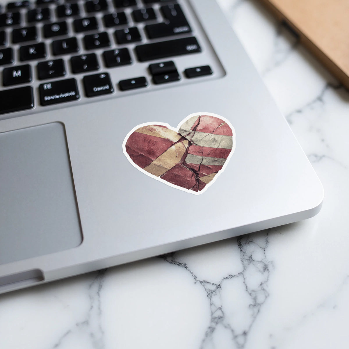 Cracked Vintage Heart Sticker for Laptops and Notebooks