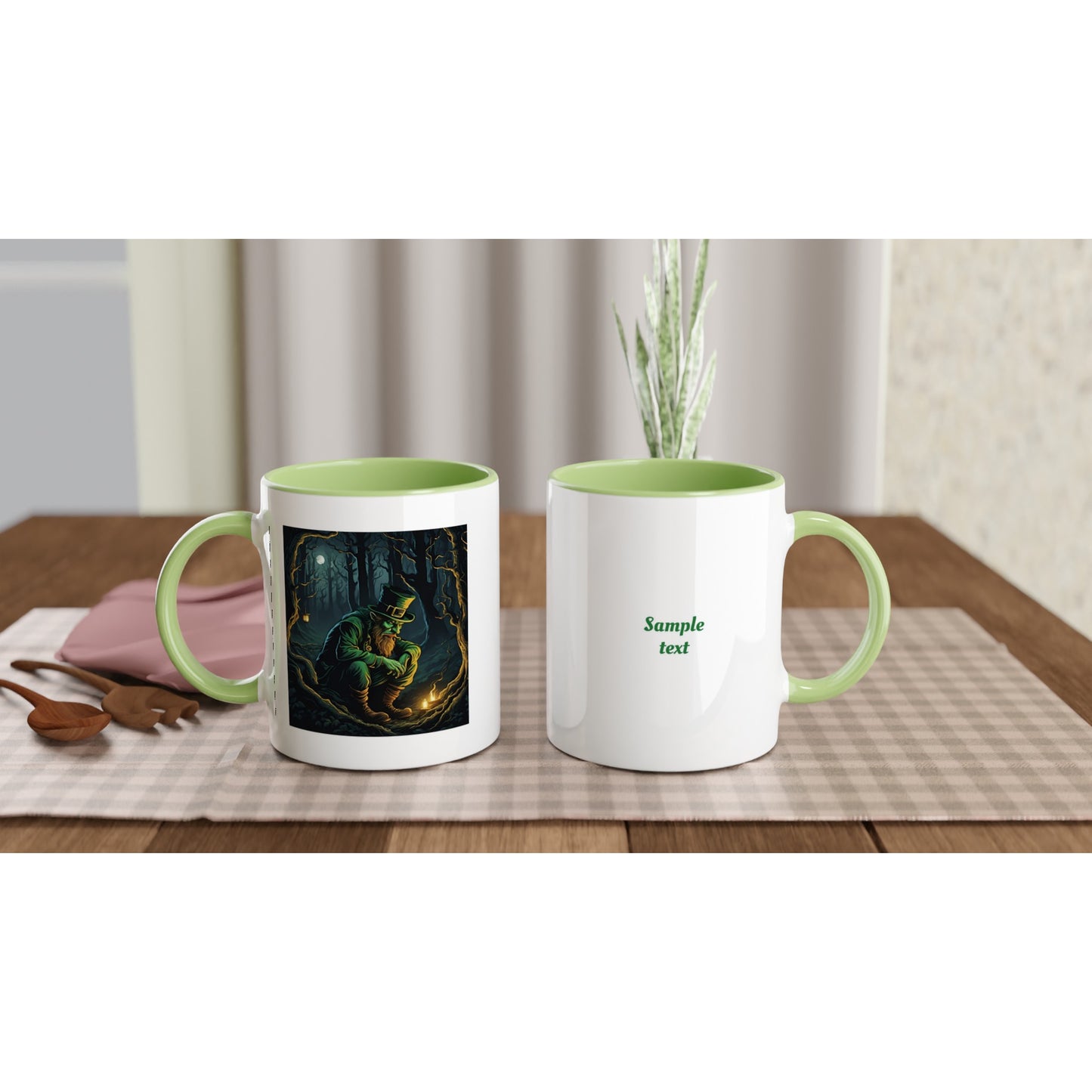 11oz ceramic mug with color inside mischievous leprechaun personalized