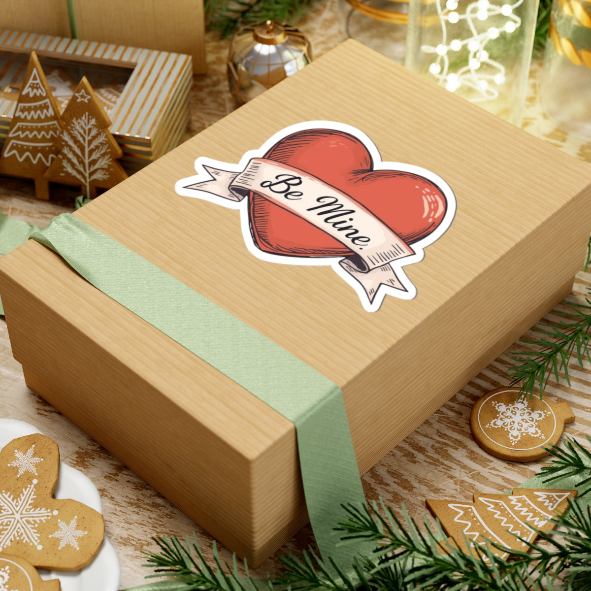 Be Mine Heart Sticker Decor on Gift Box