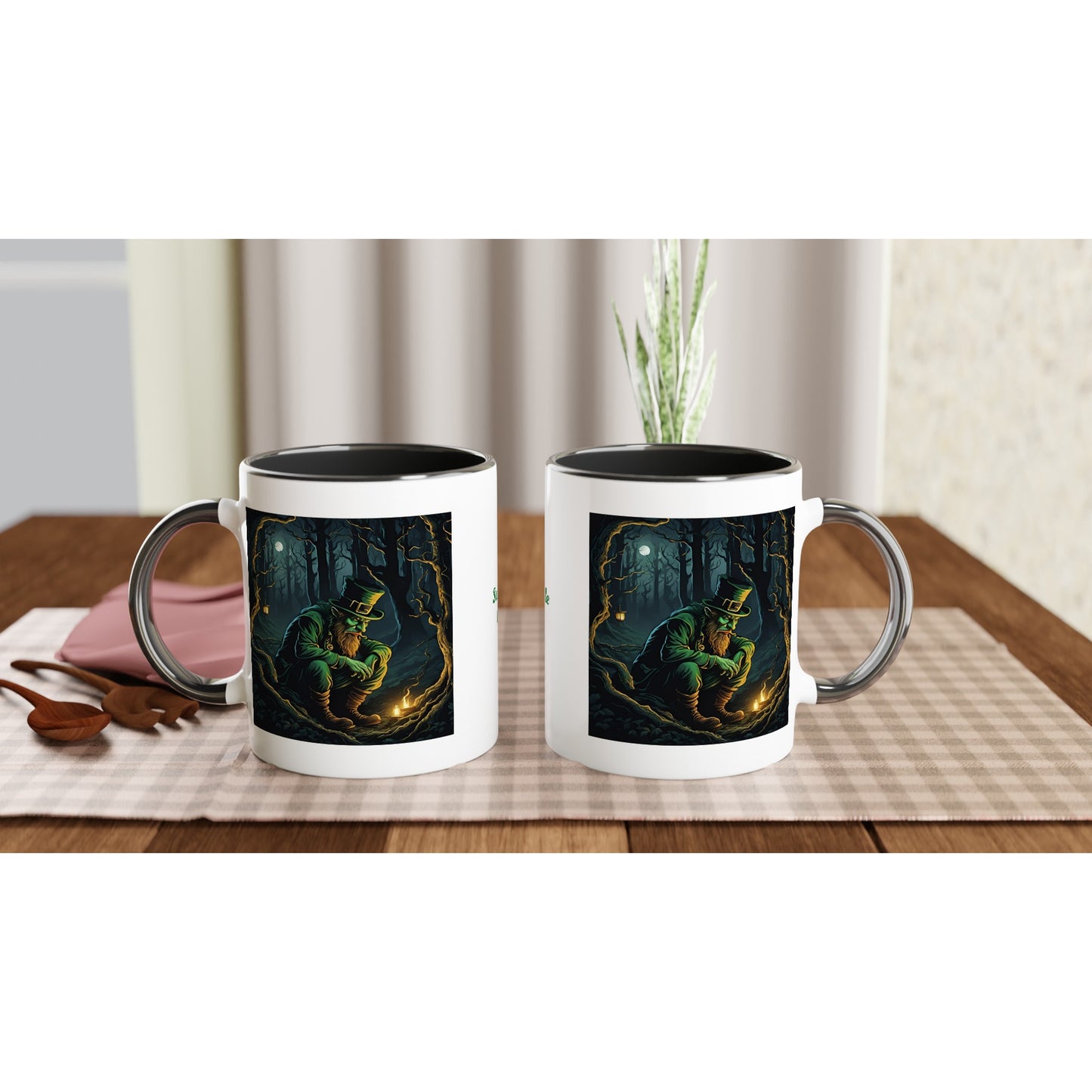 11oz ceramic mug with color inside mischievous leprechaun personalized