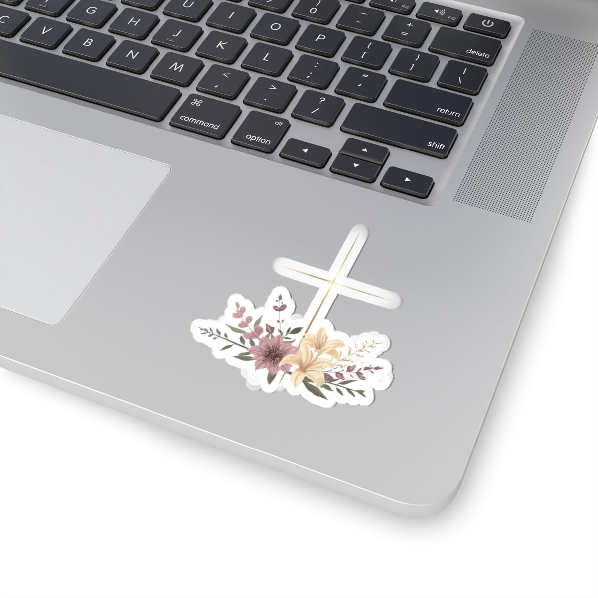 Floral Cross Lily Christian Religious Decal product type