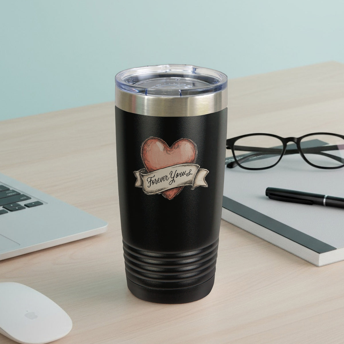 Forever Yours Heart Design Insulated Tumbler Product