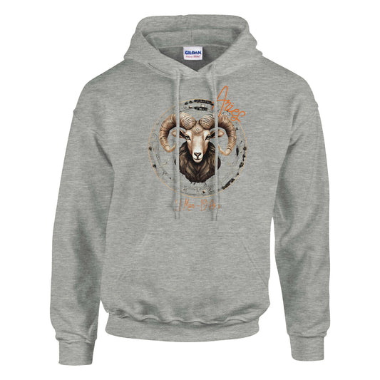 Aries Fire Classic on a pullover hoodie