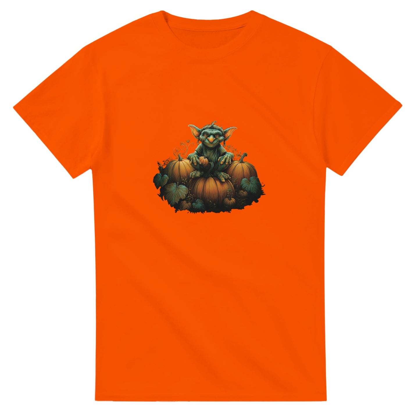 Autumn Goblin & Pumpkins on a Heavyweight T-shirt