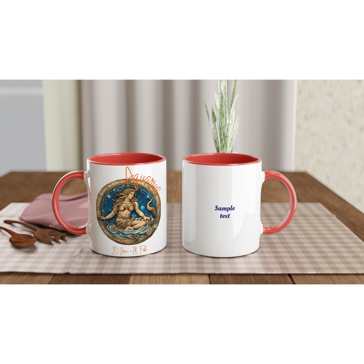 11oz ceramic mug with color inside Aquarius Vision personalized