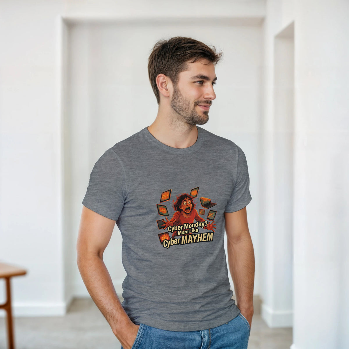 Cyber Monday Mayhem heavyweight t-shirt mockup