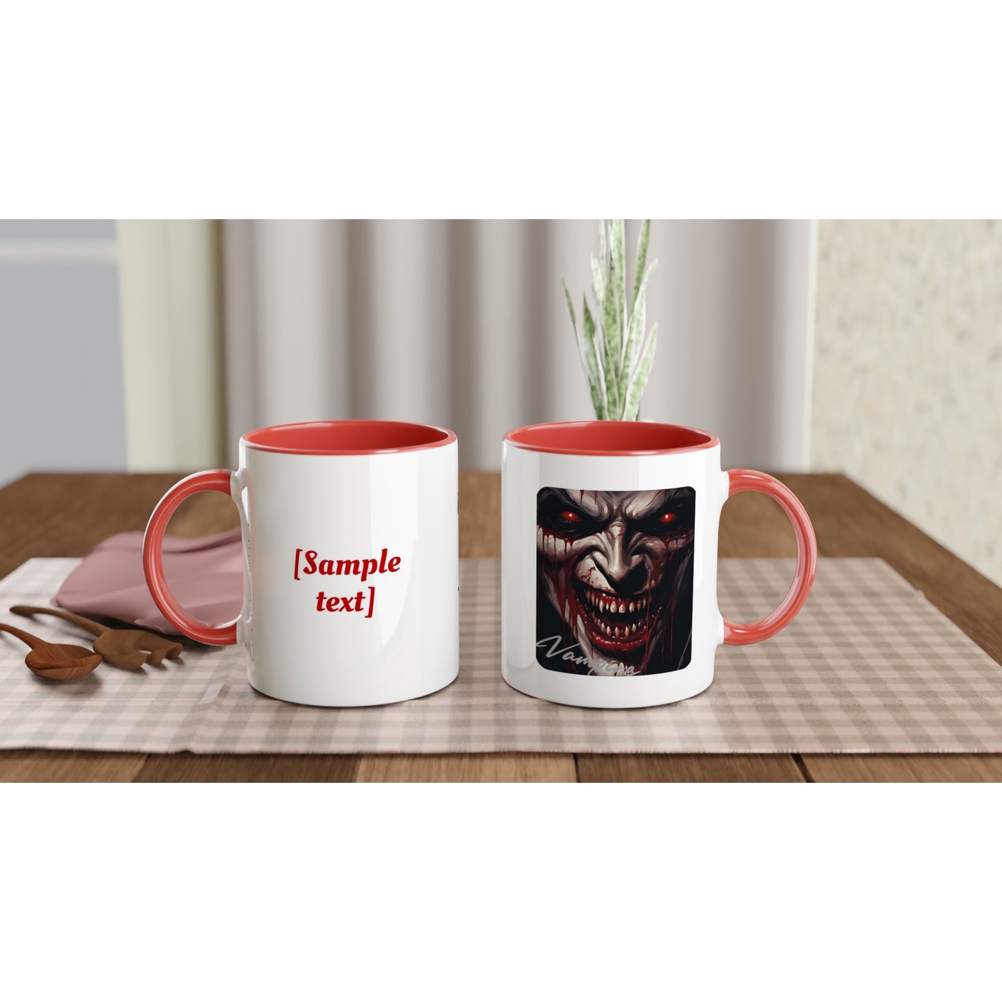 11oz ceramic mug with color inside vampire snarl personalized