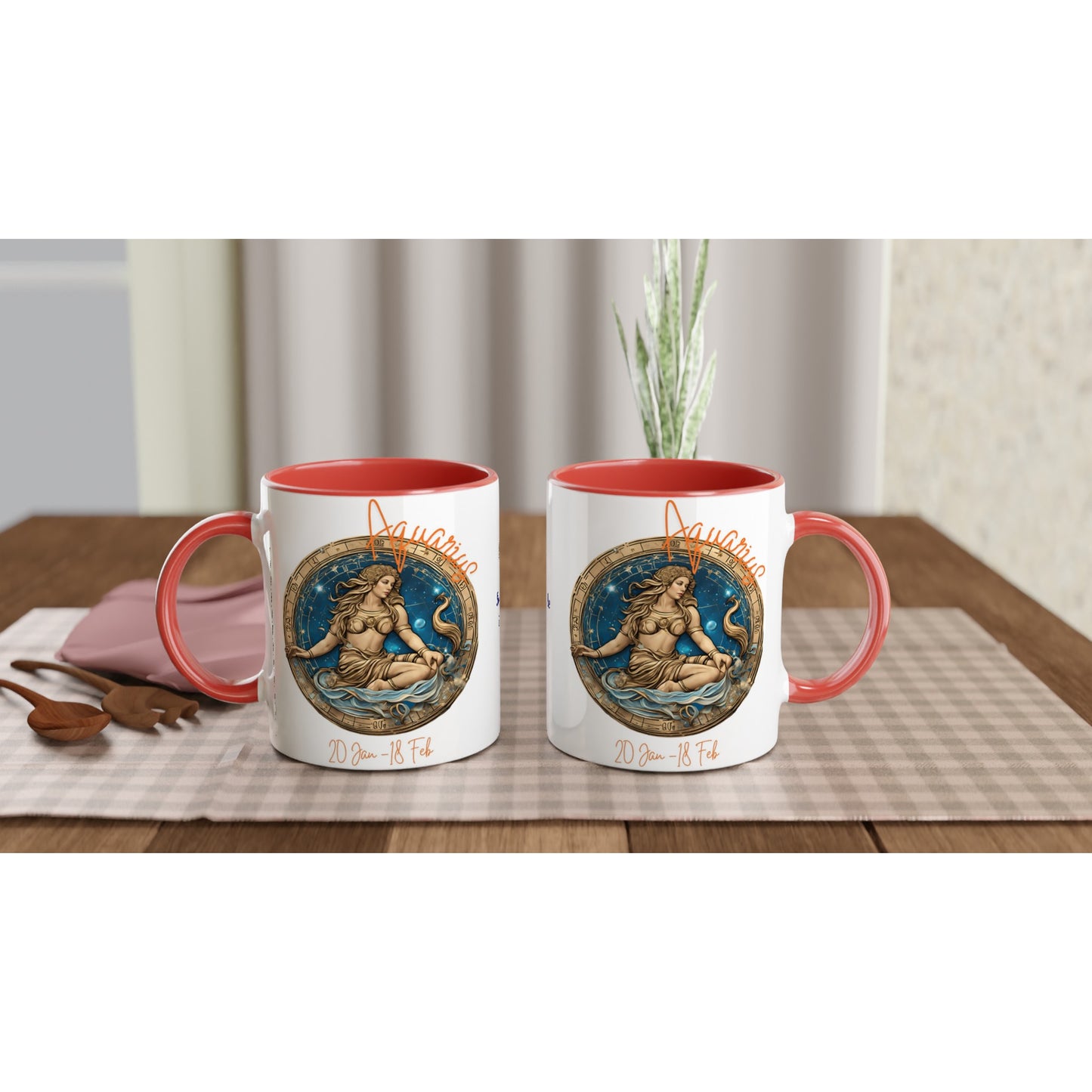 11oz ceramic mug with color inside Aquarius Vision personalized
