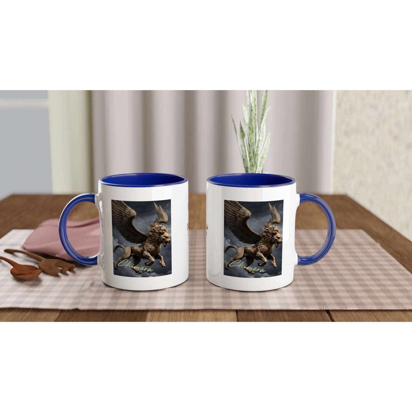 11oz ceramic mug with color inside golden chimera personalized