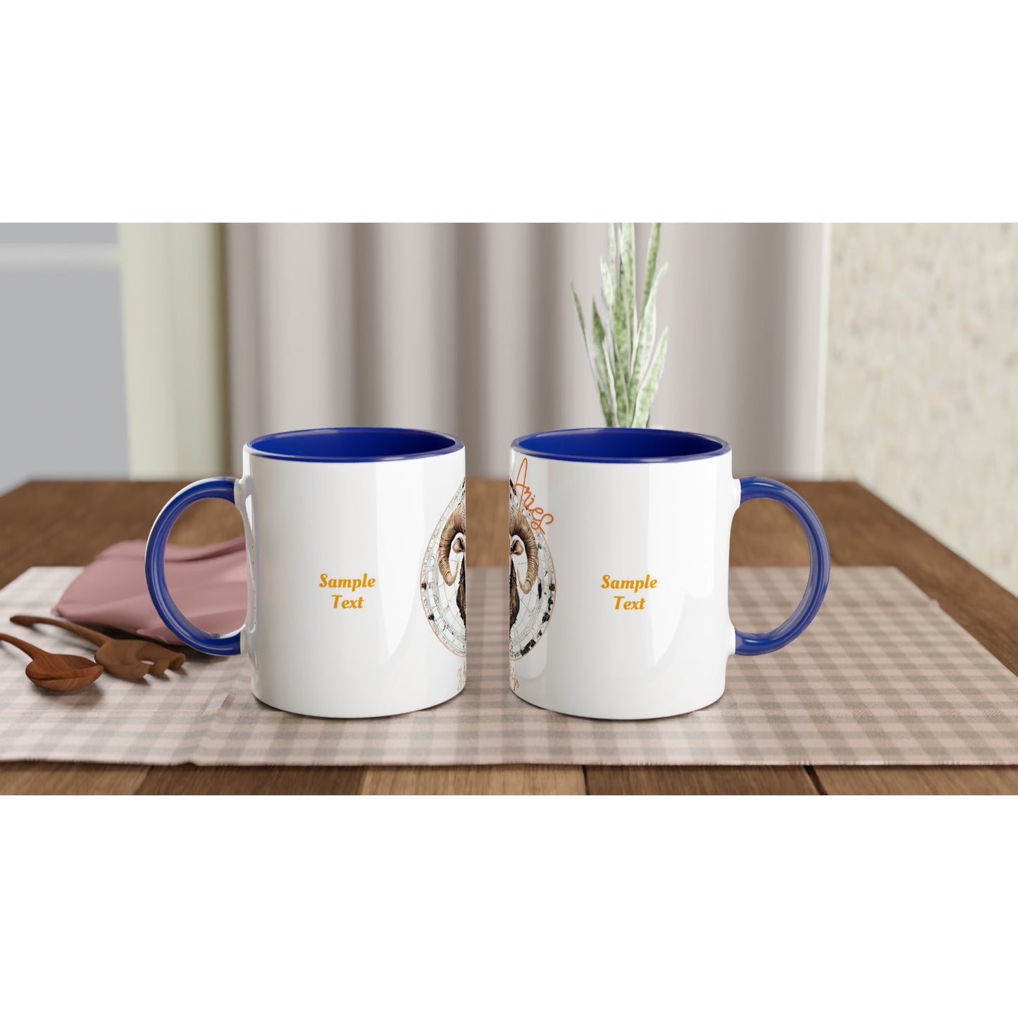 11oz ceramic mug with color inside fiery Aries personalized