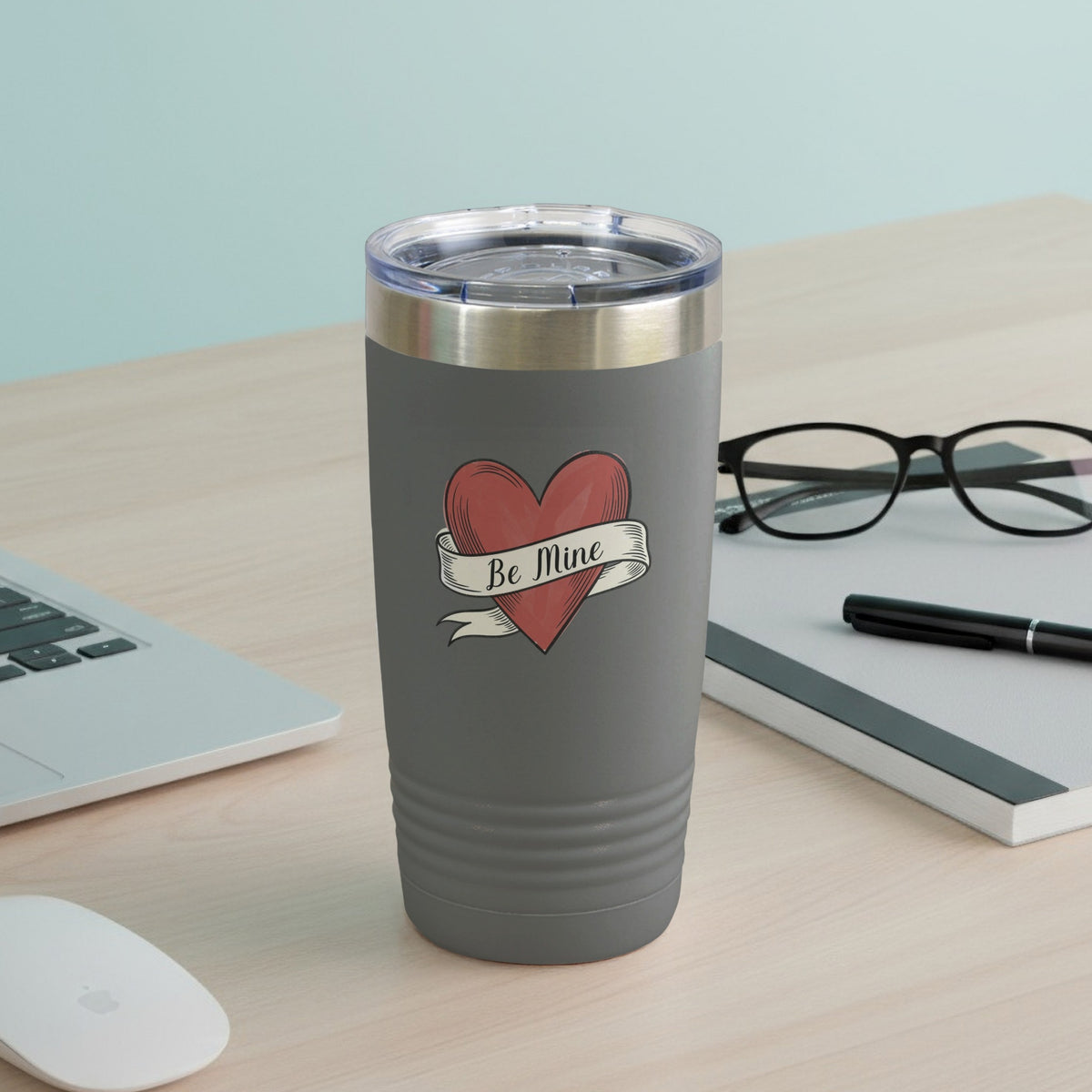 Be Mine Heart Design Insulated Travel Tumbler
