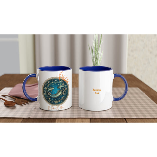 Pisces Fish on an 11oz Ceramic Mug with Color Inside