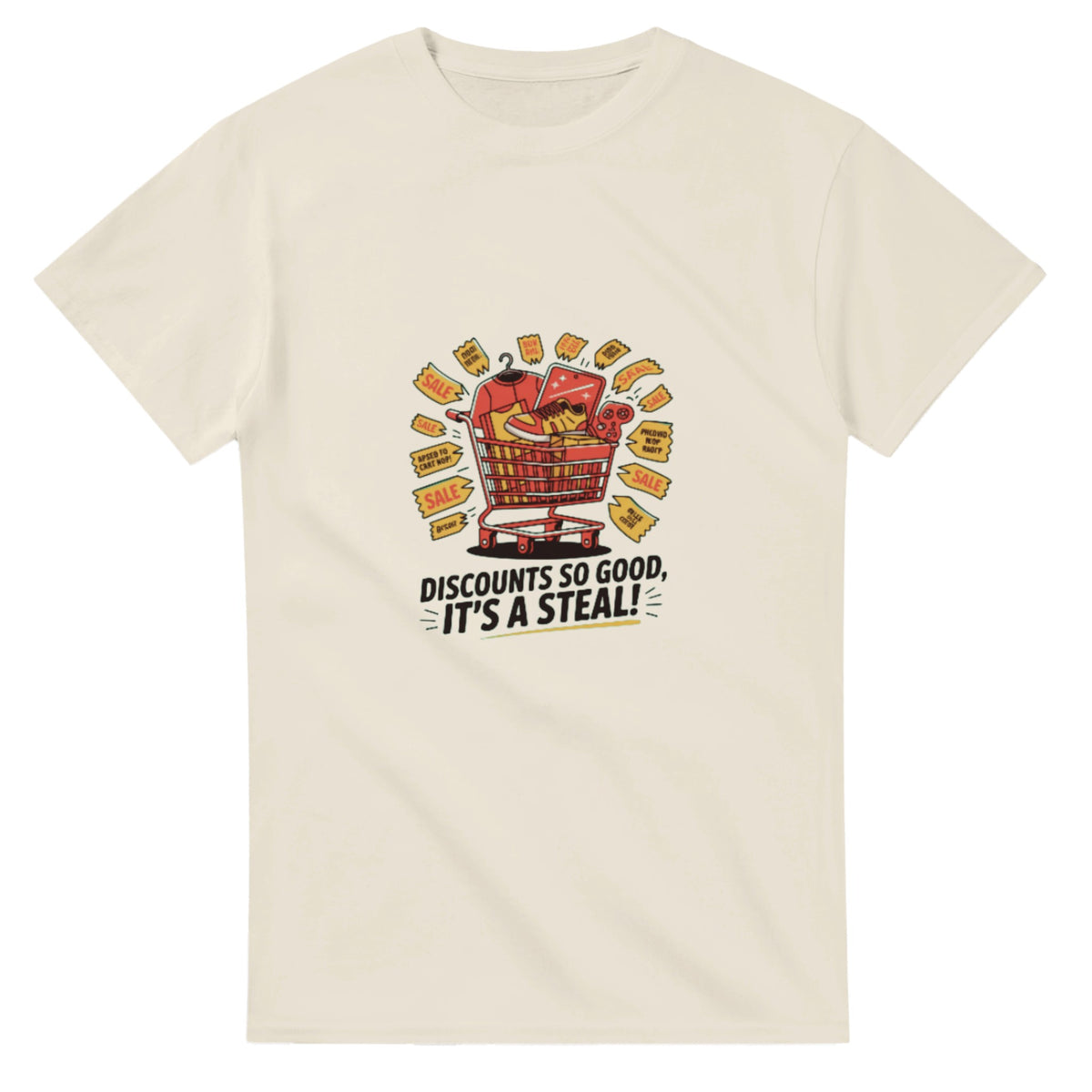 Discounts So Good It’s a Steal heavyweight t-shirt mockup